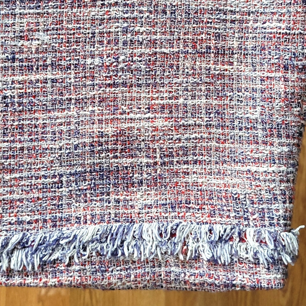 Carolina Herrera Tweed Pencil Skirt 6 Fringe Ribbon - Picture 2 of 8